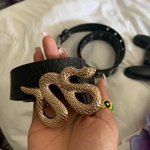 faux leather snake belt